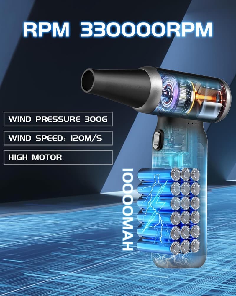 Cordless Electric Air Duster - 33,000 RPM Rechargeable Blower