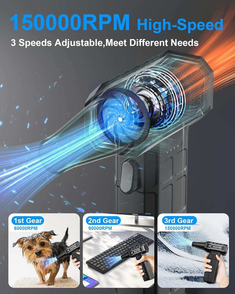 Cordless Rechargeable Air Duster for Electronics Cleaning