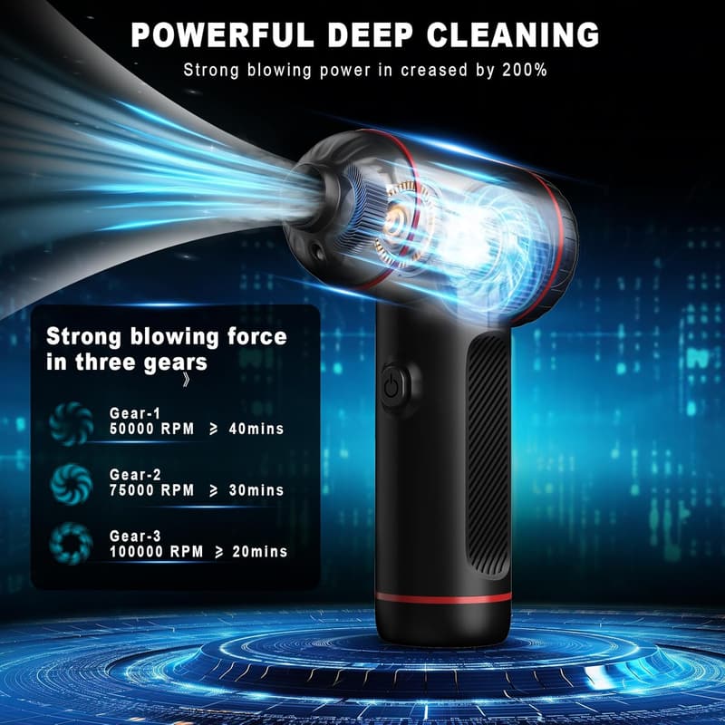 Cordless Electric Air Duster with LED Light for Device Cleaning
