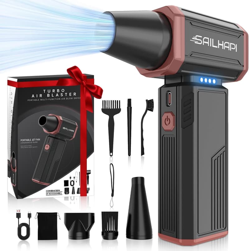 Cordless Compressed Air Duster - 300000RPM, Rechargeable Blower