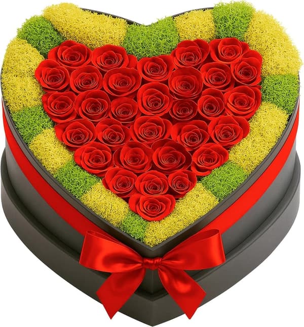 Eternal Rose Bouquet for Mother's Day in Heart-Shaped Box