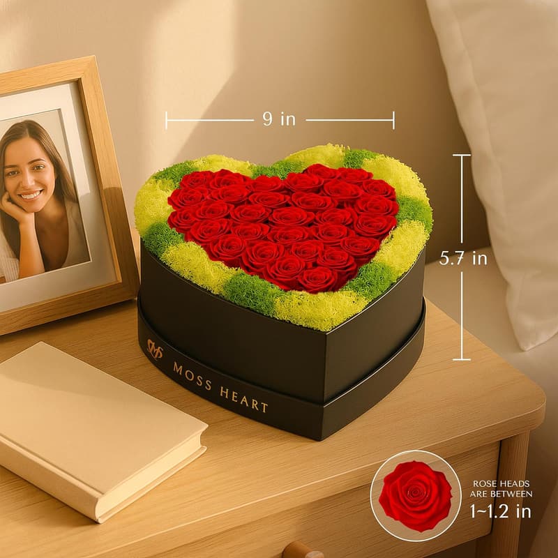 Eternal Rose Bouquet for Mother's Day in Heart-Shaped Box
