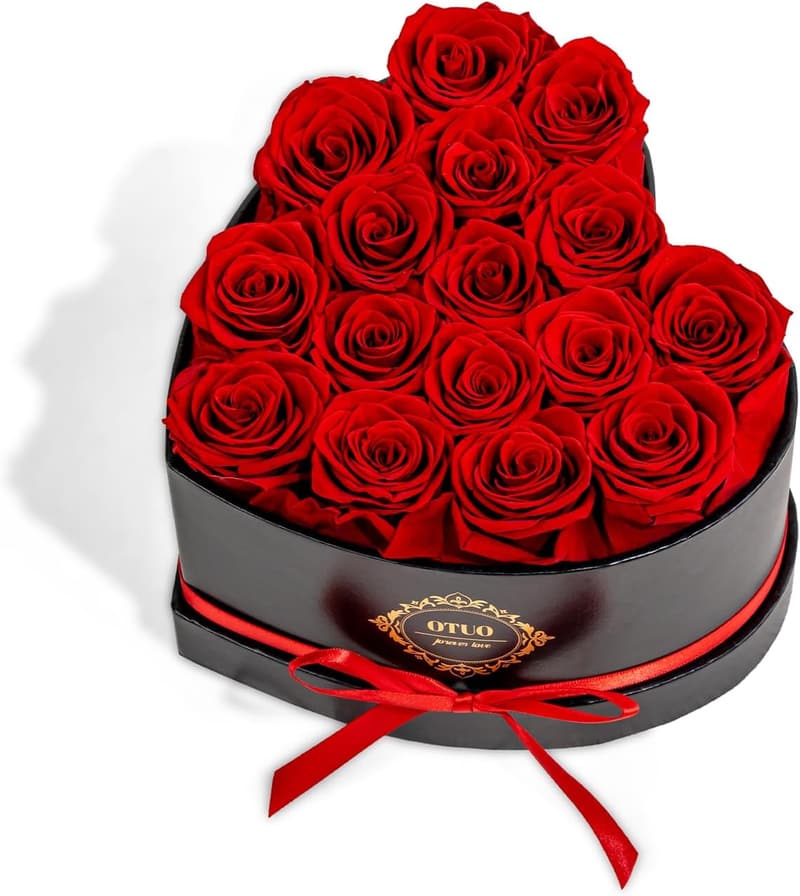 Forever Red Roses in Heart-Shaped Box for Anniversary