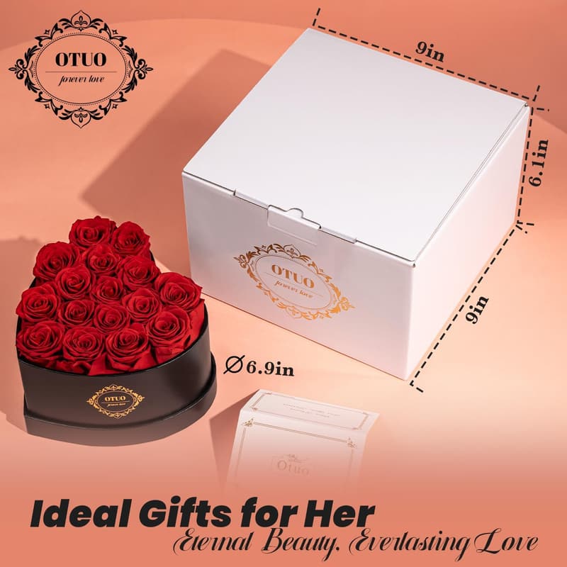 Forever Red Roses in Heart-Shaped Box for Anniversary