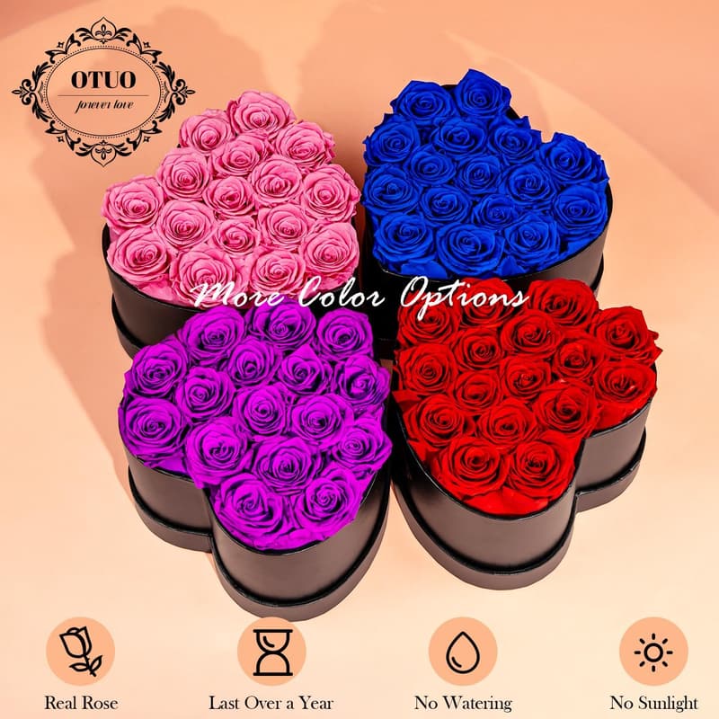 Forever Red Roses in Heart-Shaped Box for Anniversary