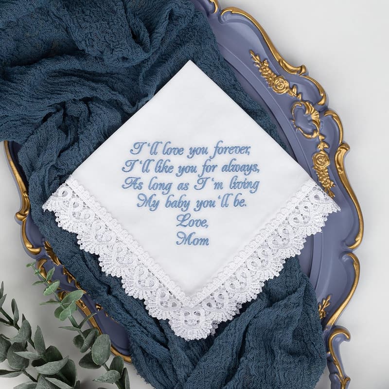Wedding Day Handkerchief Gift for Bride from Mom