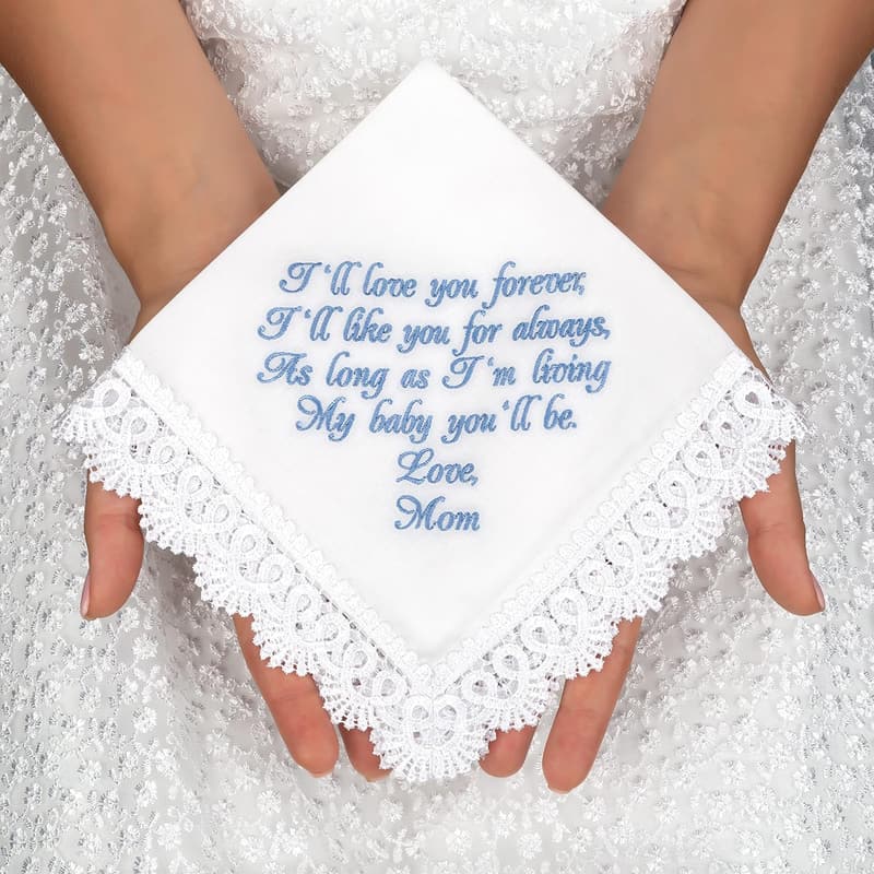 Wedding Day Handkerchief Gift for Bride from Mom