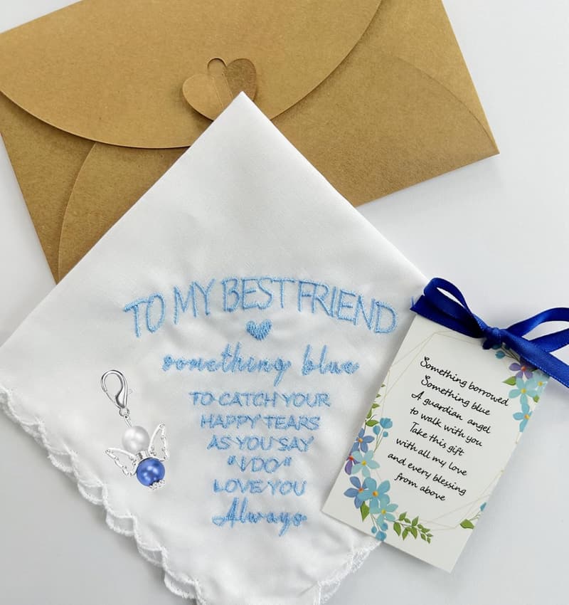 Something Blue Bridal Handkerchief Gift from Maid of Honor