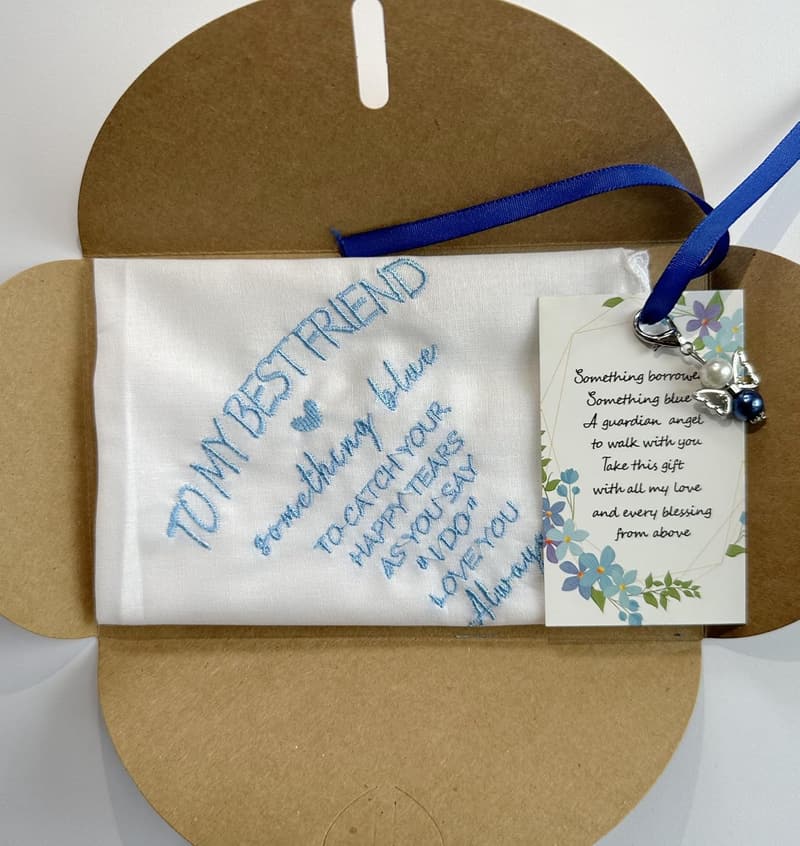 Something Blue Bridal Handkerchief Gift from Maid of Honor