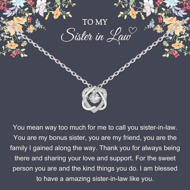 Sterling Silver Interlocking Hearts Necklace for Sister