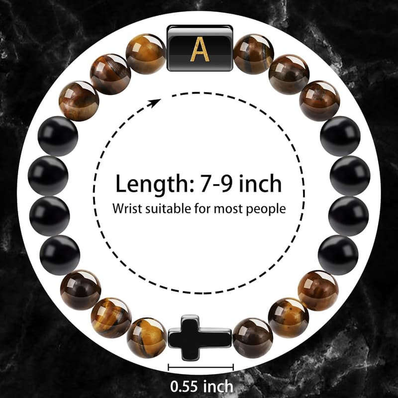 Father's Day Cross Bracelet for Men - Initial Jewelry Gift