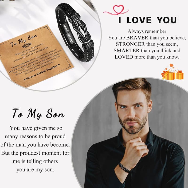 Men's Leather Bracelet - Perfect Gift for Birthday & Graduation