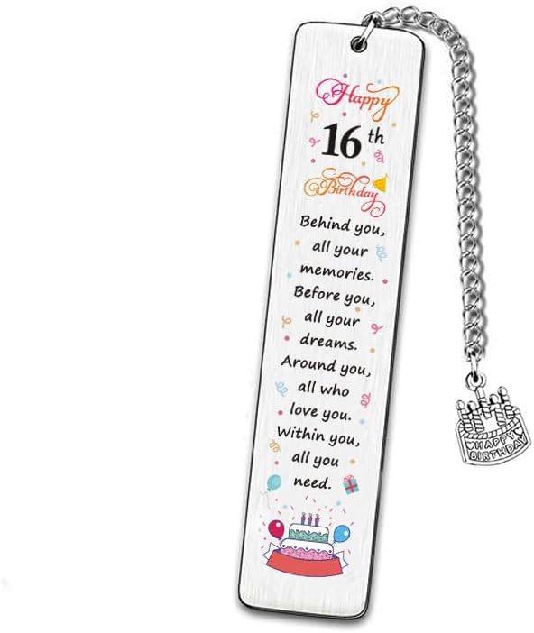 16th Birthday Bookmark for Book Lovers - Unique Gift for Girls
