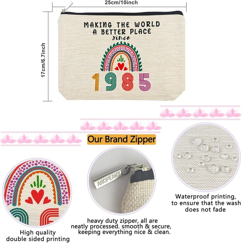 40th Birthday Makeup Bag for Women - 1985 Anniversary Gift