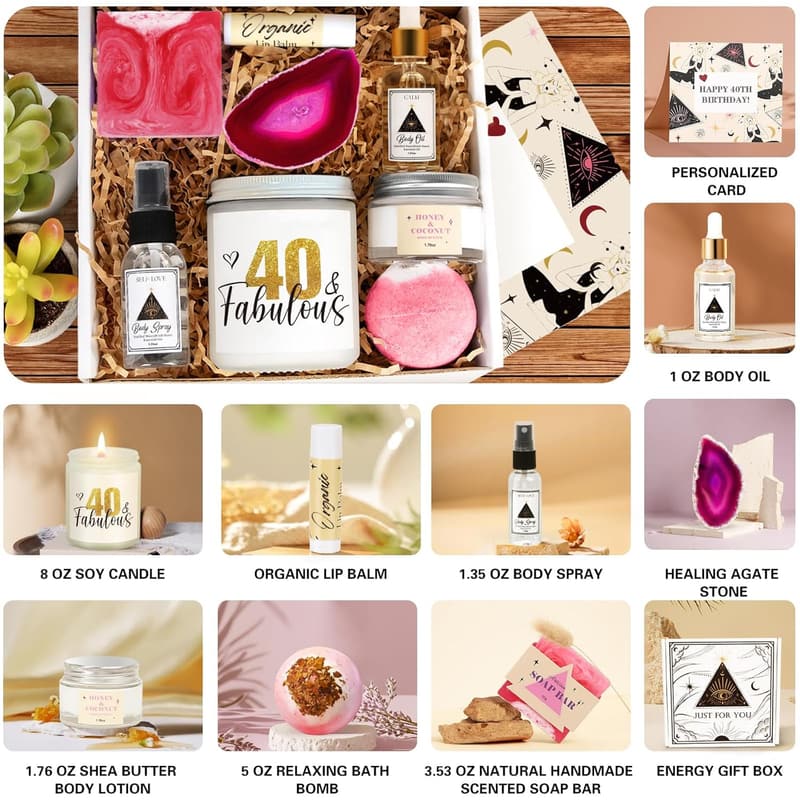 40th Birthday Self-Care Gift Basket for Women