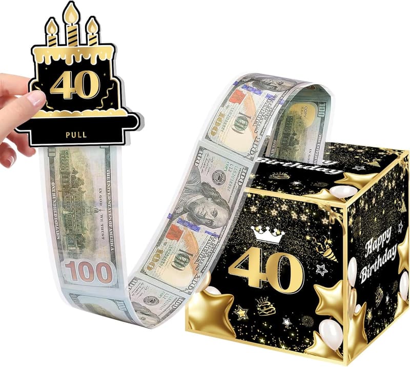 40th Birthday Money Box Gift for Women and Men
