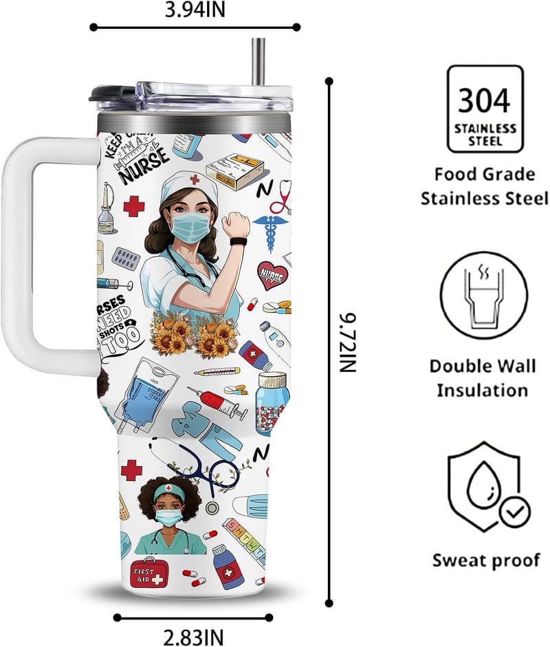 Nurse Birthday Gift - 40Oz Stainless Steel Coffee Tumbler