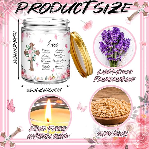 Lavender Scented Prayer Candle for Women - Inspirational Gift