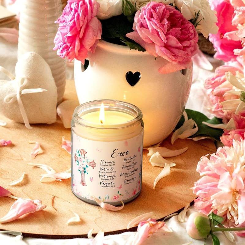 Lavender Scented Prayer Candle for Women - Inspirational Gift