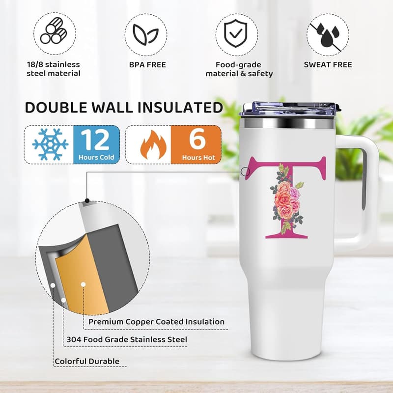 Custom Monogrammed Travel Tumbler for Women