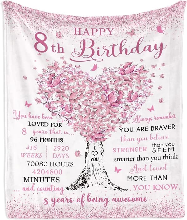 8th Birthday Blanket for Girls, 40