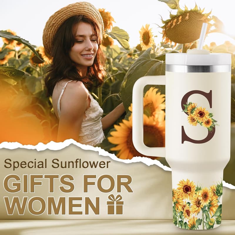 Personalized Sunflower Tumbler for Women's Birthdays