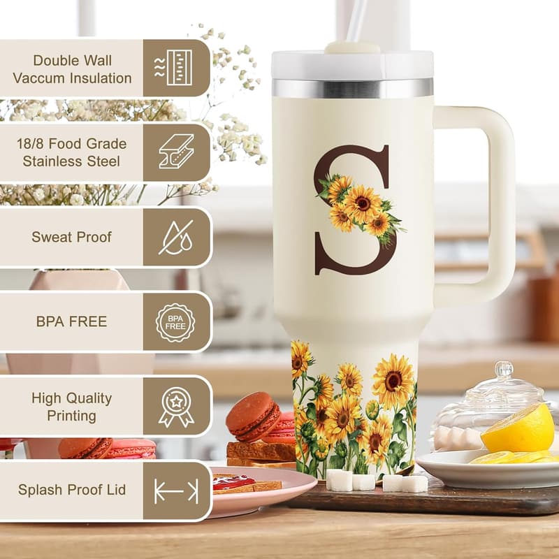 Personalized Sunflower Tumbler for Women's Birthdays