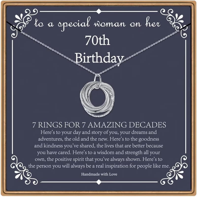 Sterling Silver Birthday Necklace for Women (40-90 Years)