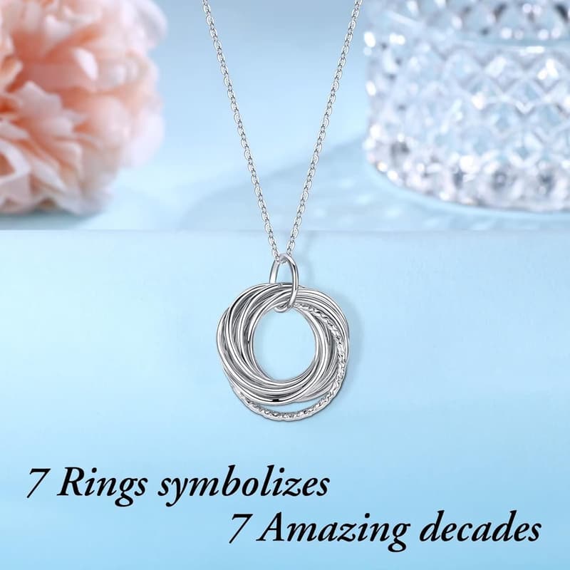 Sterling Silver Birthday Necklace for Women (40-90 Years)