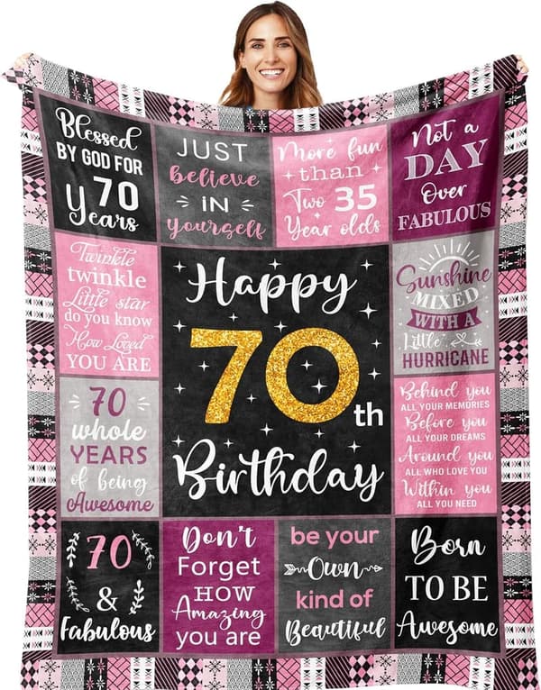 70th Birthday Gift Blanket for Women - 50