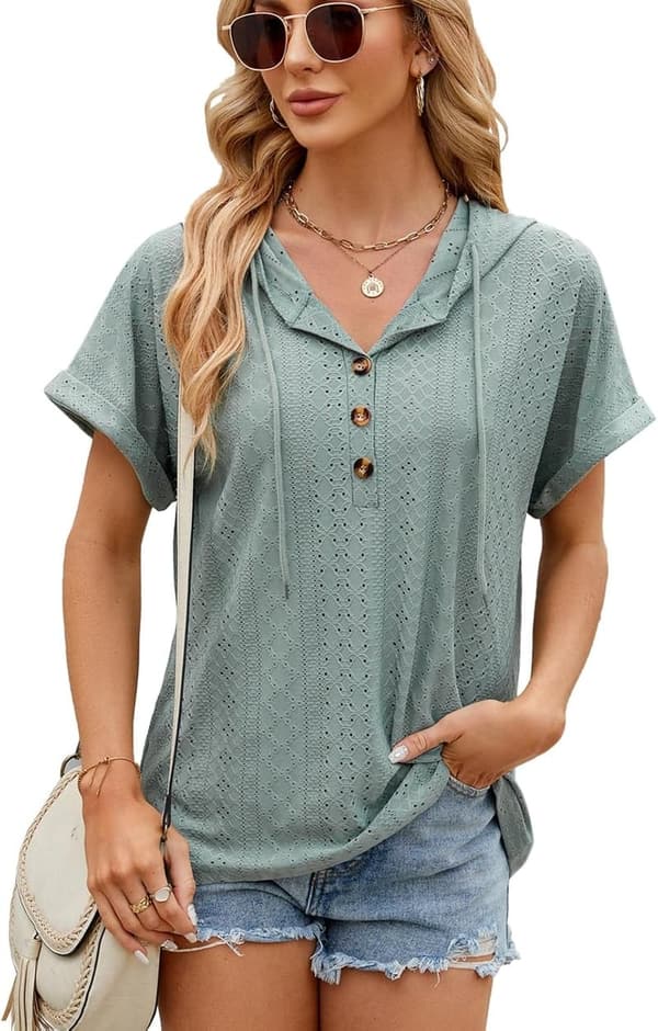 Casual Summer Short Sleeve Hoodie for Women