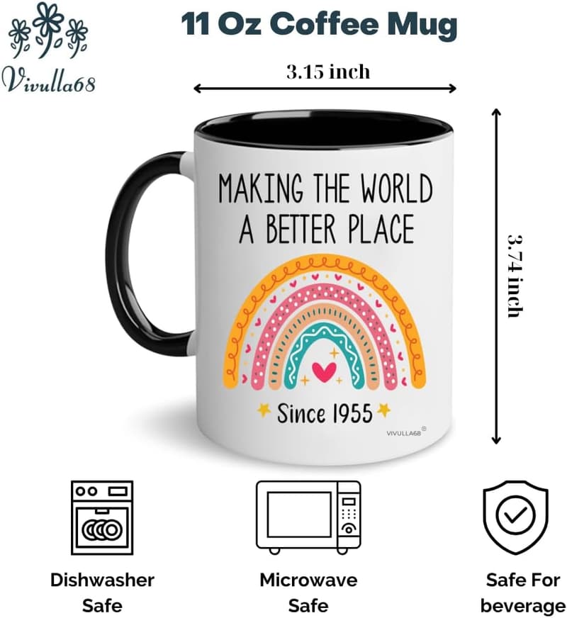 70th Birthday Mug for Women - 11oz Gift for 1955 Born