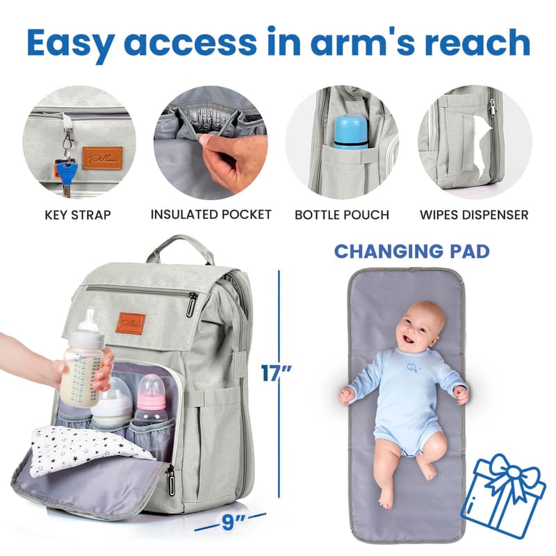 Diaper Backpack for Baby with Changing Pad - Essentials for Moms