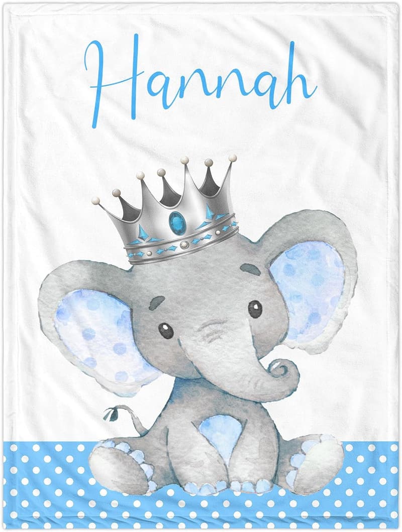 Personalized Elephant Baby Blanket for New Moms and Kids