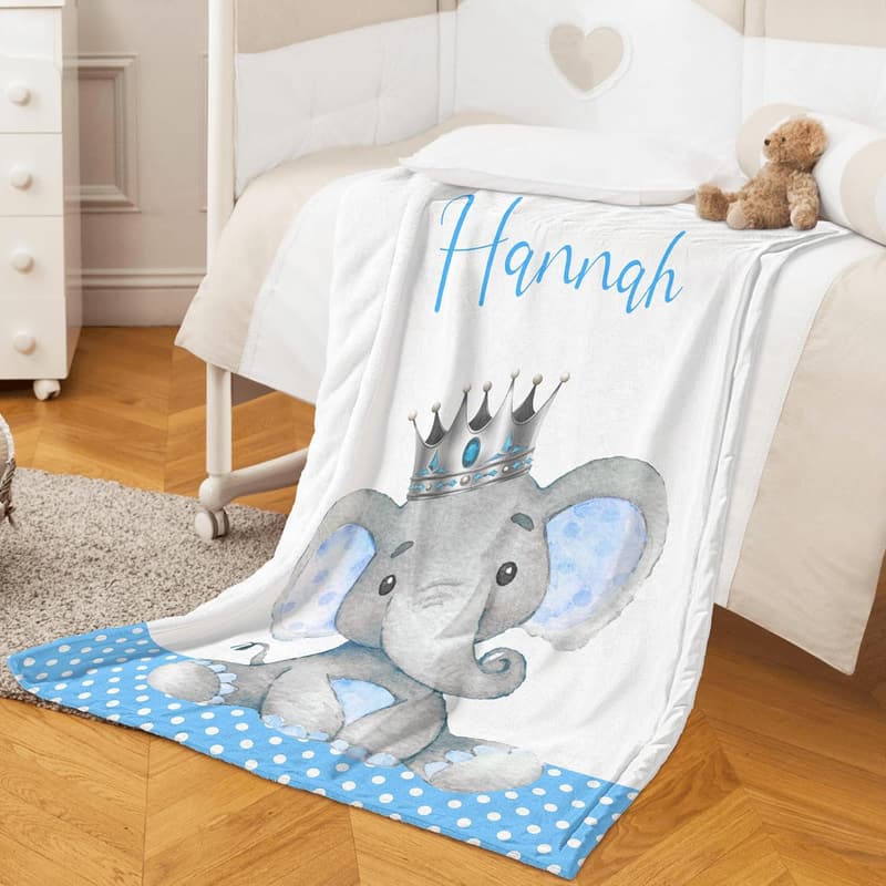 Personalized Elephant Baby Blanket for New Moms and Kids