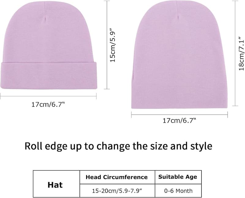 Unisex Cotton Baby Beanie Hats for Newborns (0-6 Months)
