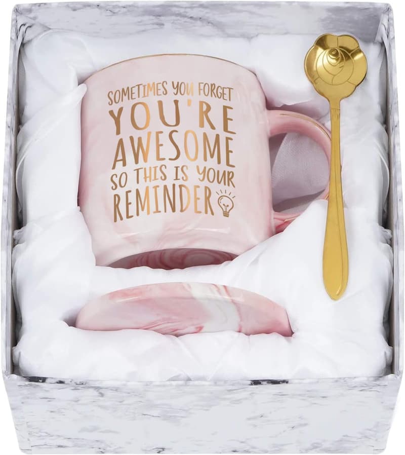 Teacher Appreciation Gift - 12 Oz Pink Inspirational Mug for Women