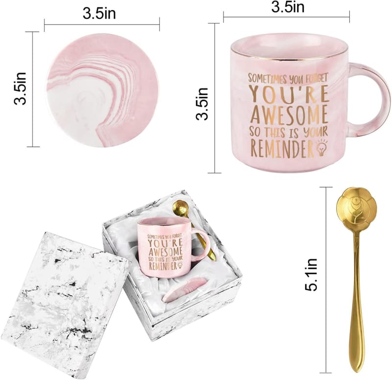 Teacher Appreciation Gift - 12 Oz Pink Inspirational Mug for Women