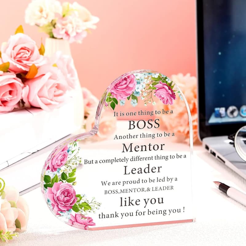 Boss Lady Acrylic Desk Decor with Inspirational Quotes for Women
