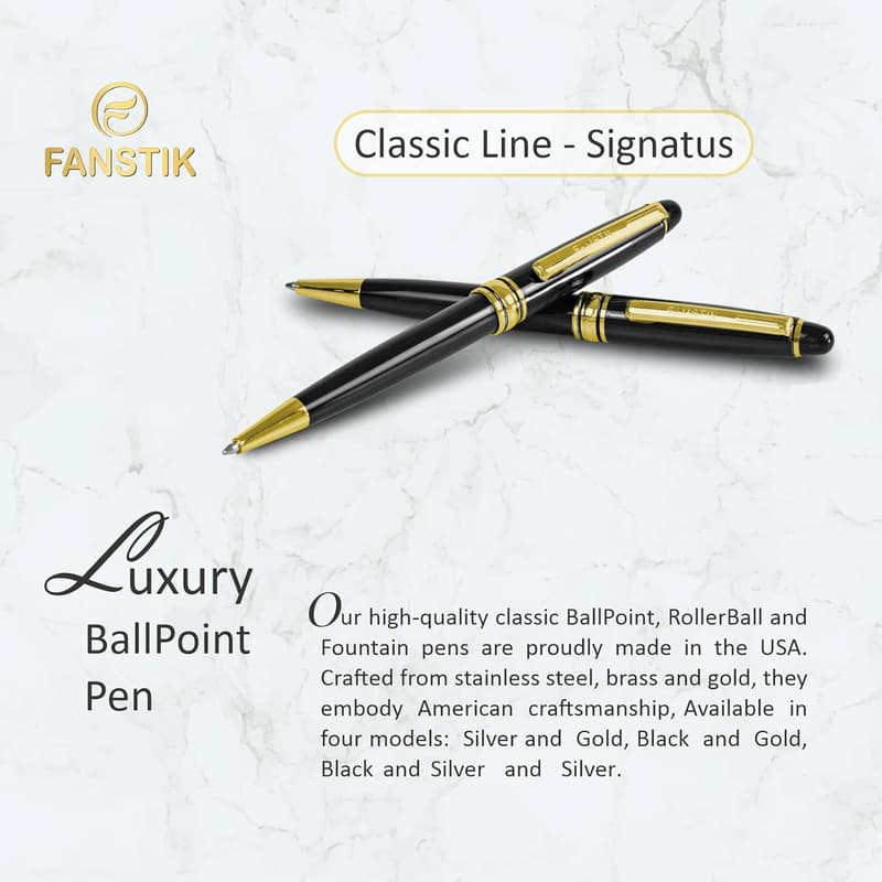 Personalized Luxury Black-Gold Ballpoint Pens for Men and Women