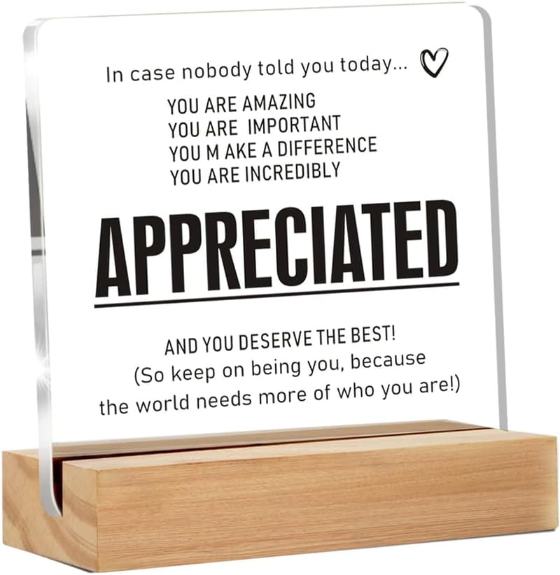 Motivational Office Decor Sign with Wooden Stand for Employees