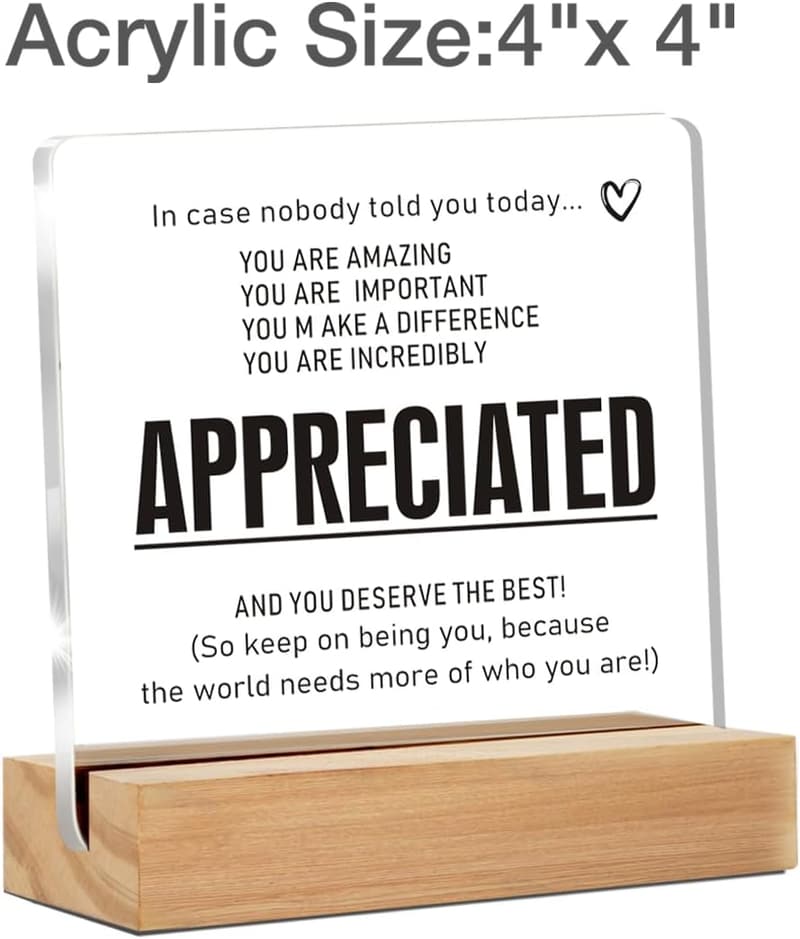 Motivational Office Decor Sign with Wooden Stand for Employees