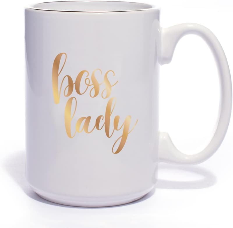 Boss Lady Gold Ceramic Mug - 15 oz Unique Gift for Women