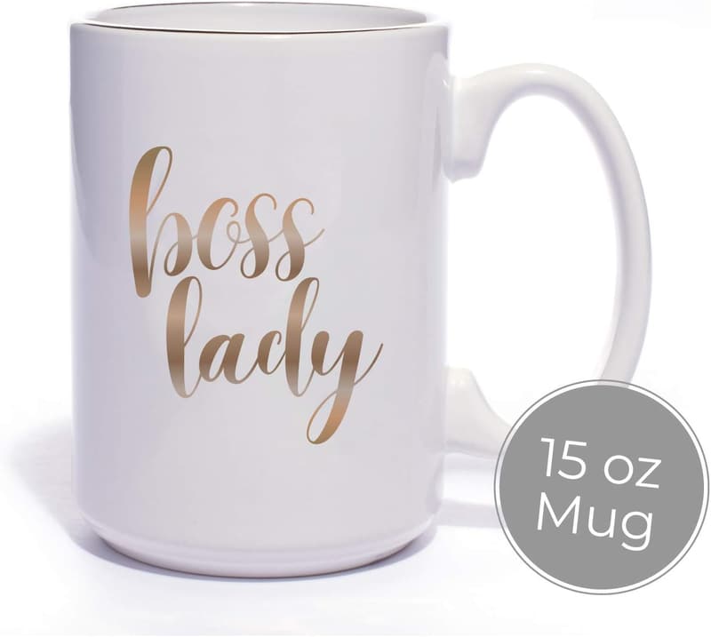 Boss Lady Gold Ceramic Mug - 15 oz Unique Gift for Women