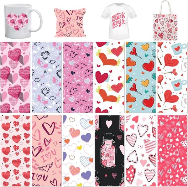 Valentine's Day Transfer Ink Sheets - 12 Pcs Sublimation Paper