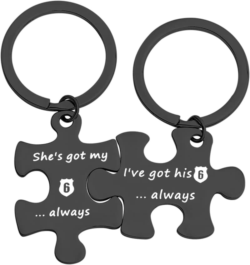 Police Couple Puzzle Keychain Gift for Officers