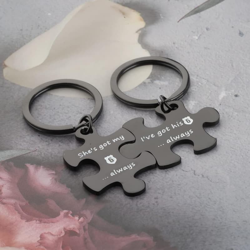 Police Couple Puzzle Keychain Gift for Officers