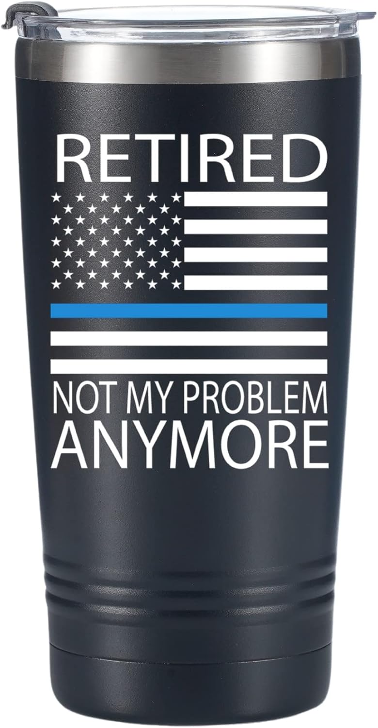 Police Retirement Gift: 20 oz Stainless Steel Travel Mug for Men