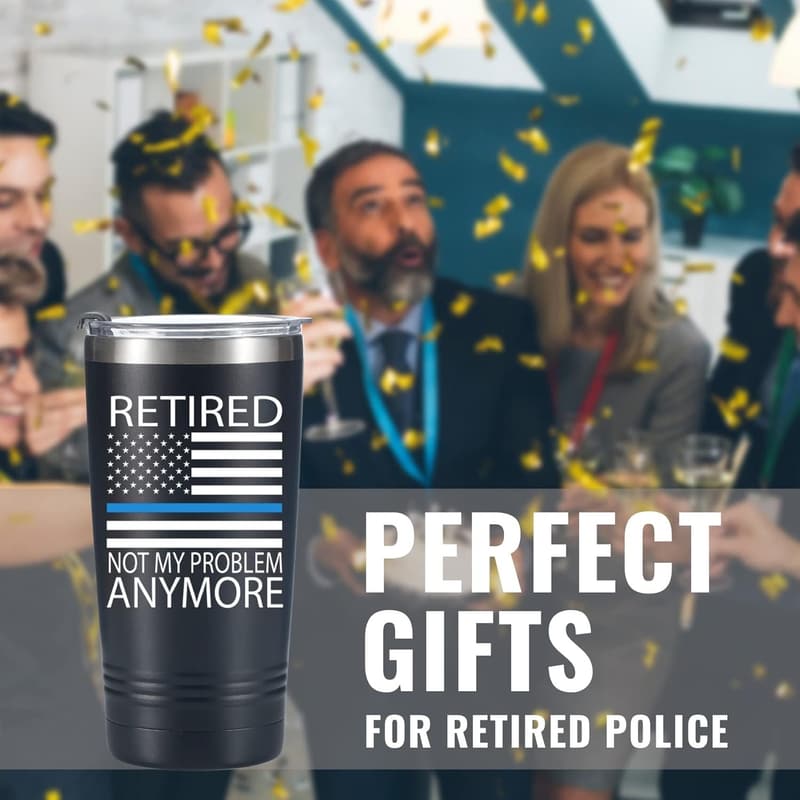 Police Retirement Gift: 20 oz Stainless Steel Travel Mug for Men