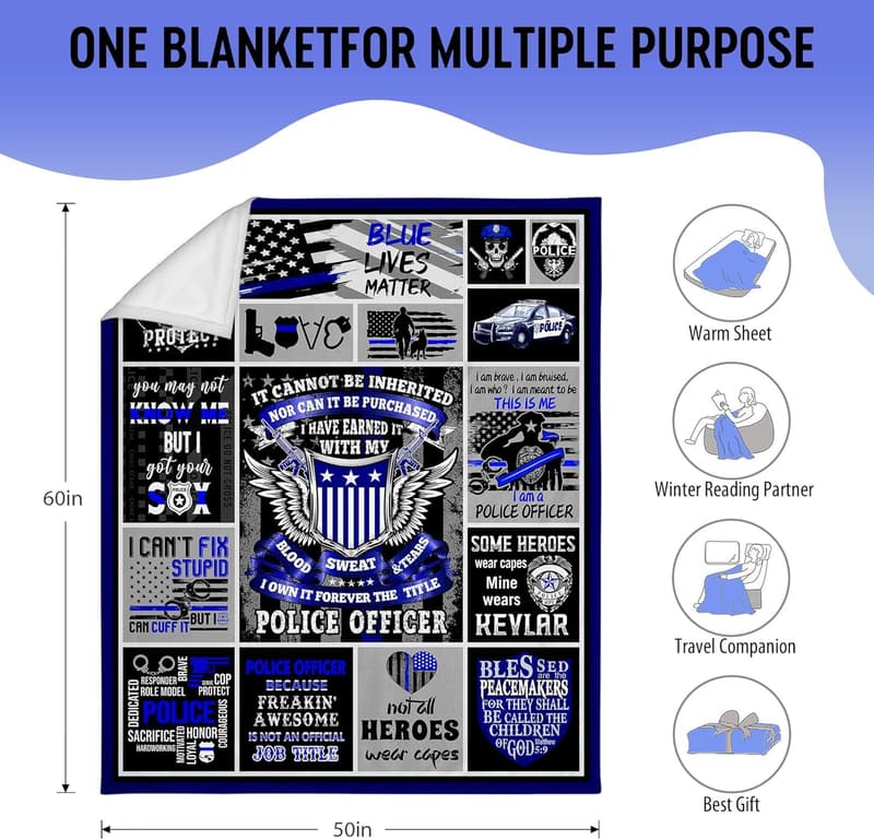 Christmas Police Officer Throw Blanket – 50